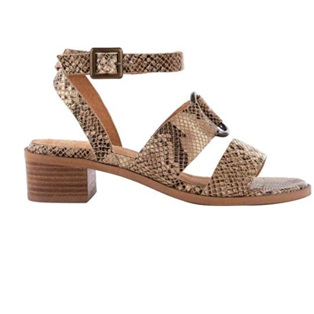 Seychelles Leather Snake Print Ankle Strap Sandals